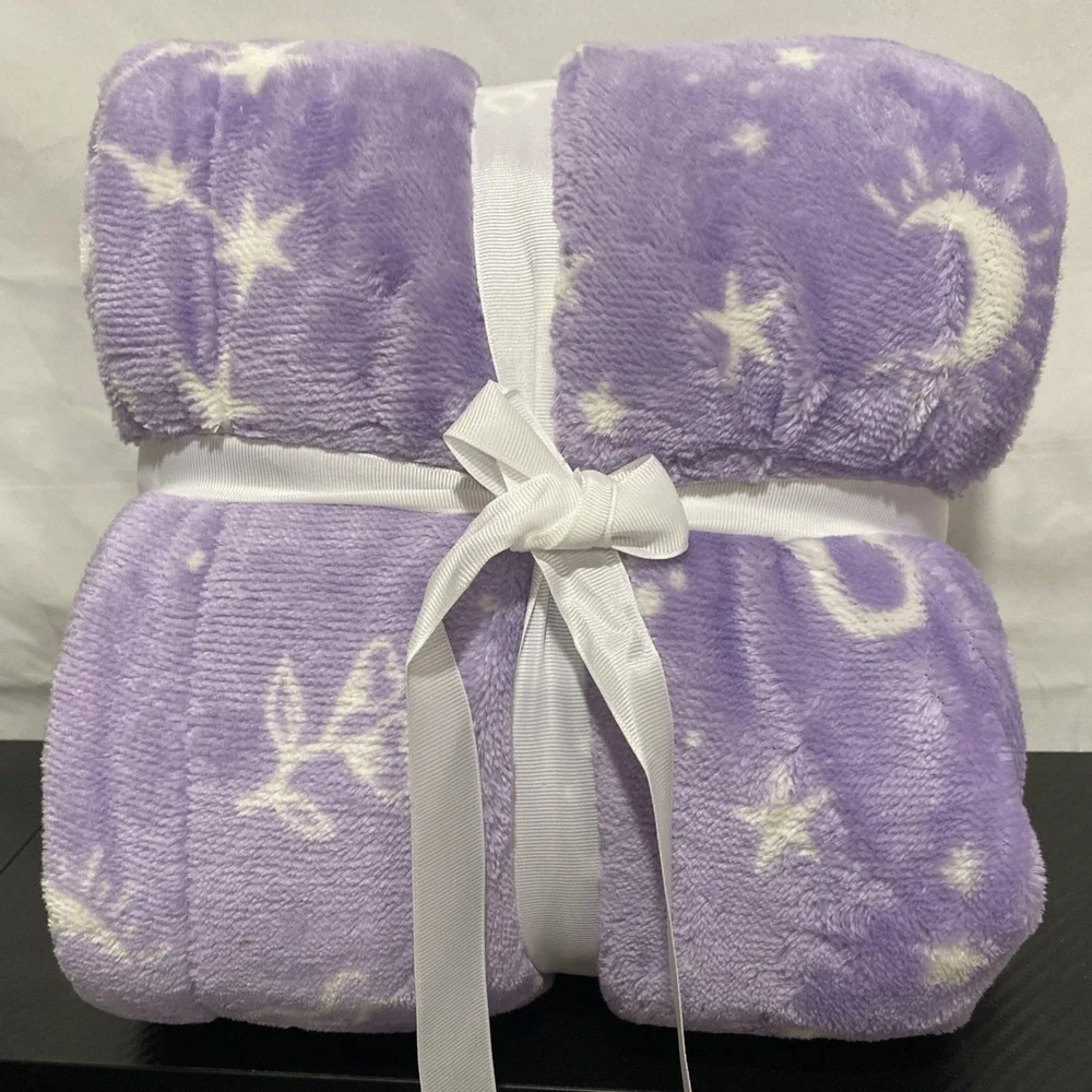 Purple Stars Astrology Comfort Bay Microlight Berber‎ Throw 50in x 60in